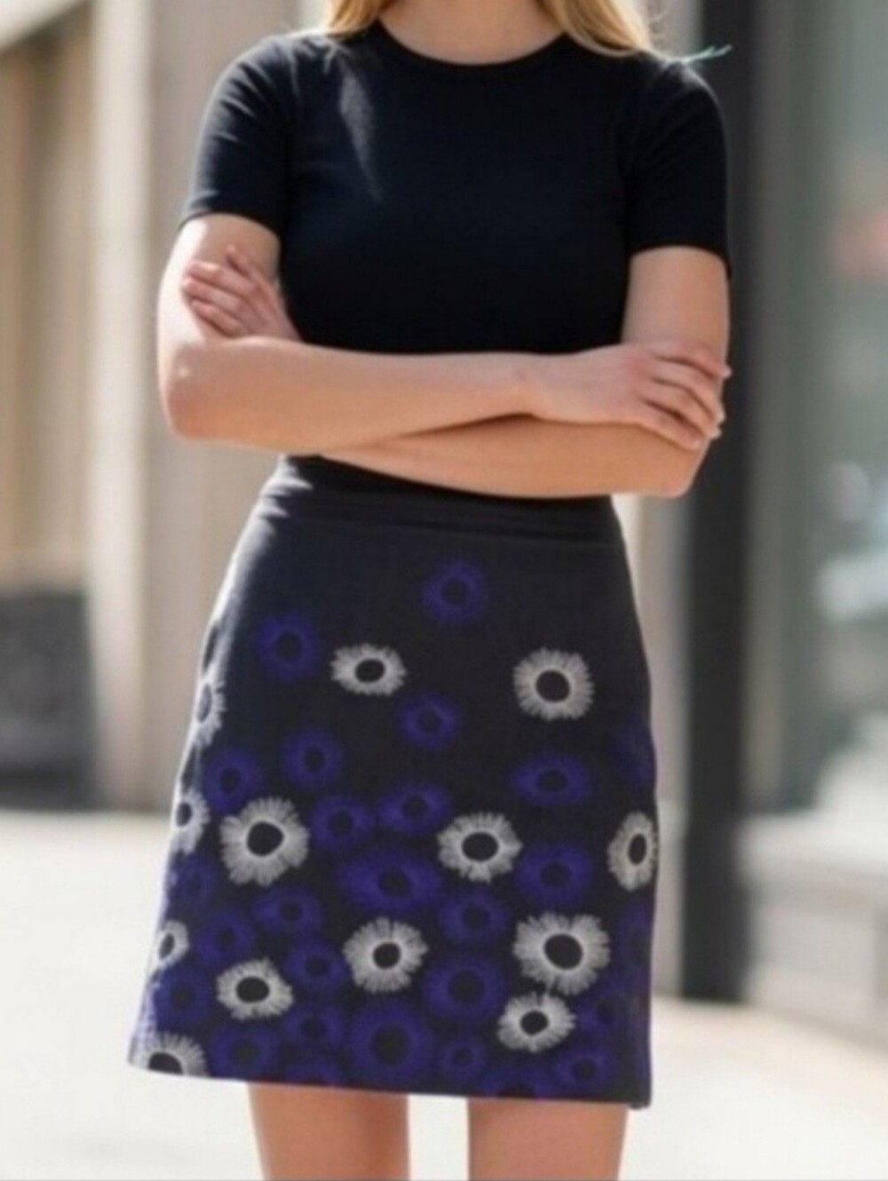 Boden Sunburst Embroidered A-Line Skirt, Mod Retro Print, Size 10